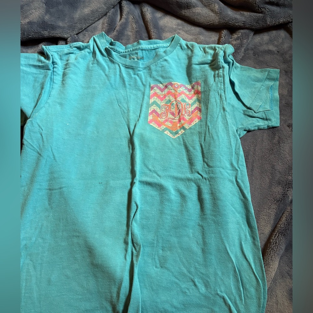 Kids Teal T-Shirt with Chevron Pocket